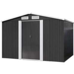 6x8 FT Metal Apex Roof Garden Tool Storage Shed with Sliding Doors | Wowcher