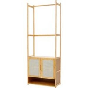 Freestanding Wooden Clothes Rack with Shelving and Cabinet Storage | Wowcher