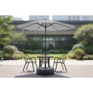 3M Large Adjustable Patio Parasol for Outdoor Sunshade & Rain with Plastic Fillable Base | Wowcher