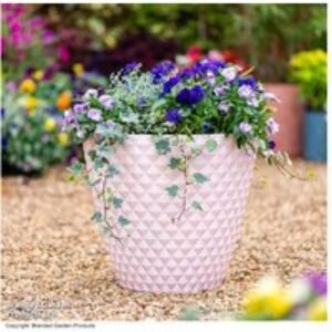 Diamond Planter Powder Pink - Large Recycled Plastic Garden Pot | Wowcher