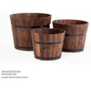 Rustic Wooden Barrel Planter - Hand-Crafted Fir