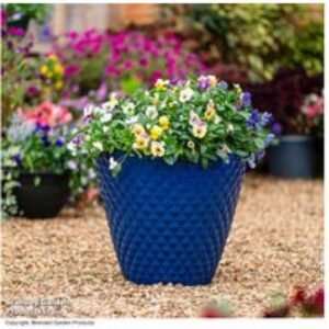 Aegean Blue Diamond Planter - Large Recycled Outdoor & Indoor Pot | Wowcher