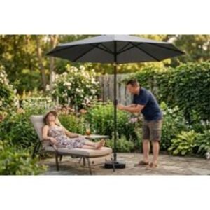 3m Patio Parasol with Solar LED Lights