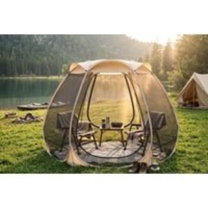 310 x 270cm Foldable Outdoor Screened Gazebo Tent - Sandy Brown | Wowcher