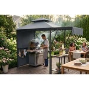 Spacious Grill Gazebo with Dual Adjustable Awnings and Storage Hooks