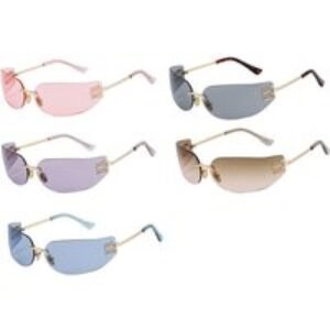 Blue Women's Frameless Curved Sunglasses with UV400 Protection - 5 Colours | Wowcher