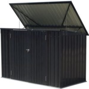 6.6ft x 4.3ft Outdoor Metal Bicycle and Garbage Storage Shed with Hinged Lid & Double Doors | Wowcher