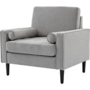 Mid‑Century Linen Upholstered Single Armchair Sofa - Grey | Wowcher