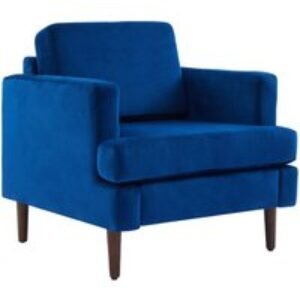 Blue Fleece-Upholstered Mid-Century  Single Armchair Sofa | Wowcher