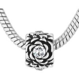 Rhodium-Plated Crystal Charm Bracelet - Silver-Tone Adjustable Bangle by Diamond Style London | Wowcher