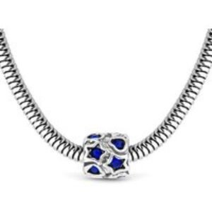 Royal Blue & Star Charm Bead Bracelet - Silver-Tone Adjustable Bangle | Wowcher