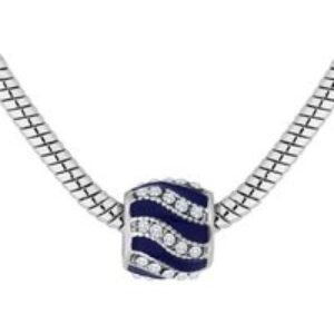 Royal Blue Crystal Charm Bracelet - Silver Tone