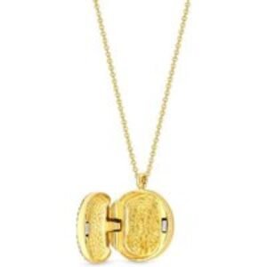 Gold Plated Crystal Locket Pendant Necklace - Adjustable Chain