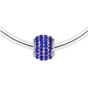 Royal Blue Solid Charm Bangle Bracelet - Silver Tone