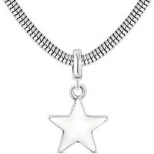 Diamond Style Silver-Tone Adjustable Charm Bracelet with White Beads - Minimalist Star Bangle | Wowcher