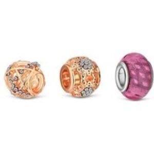 Rose Gold Plated Crystal Charm Bracelet - Adjustable