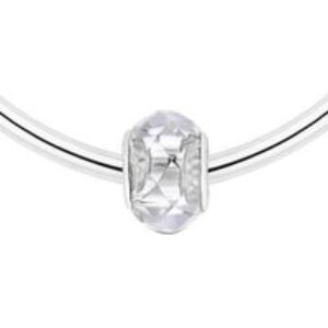 Diamond Style London Silver-Tone Charm Bangle Bracelet - 20cm