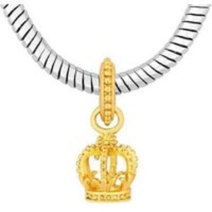 Gold Crown Charm Bracelet - Mixed Metal