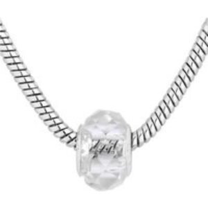 Diamond Style London Silver-Tone Crystal Charm Bracelet