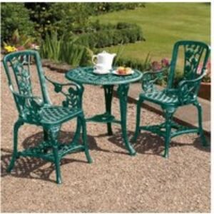 3-Piece Cast Aluminium Rose Bistro Set - Weather-Resistant Green Outdoor Furniture | Wowcher