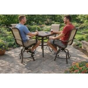 4-Seater Garden Bar Dining Table Set - Grey | Wowcher