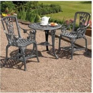 3-Piece Cast Aluminium Rose Bistro Set - Pewter