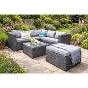 6-Seater Modular Rattan Garden Sofa Set - Black or Grey