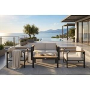 Outsunny 4-Seater Aluminium Garden Set with Loveseat