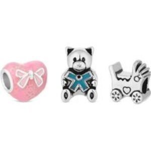 Rhodium-Plated Silver Baby Charm Bracelet - Adjustable