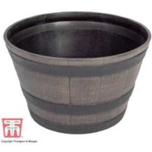 Medium Rustic Wooden Barrel Effect Garden Planter - 44cm Diameter | Wowcher
