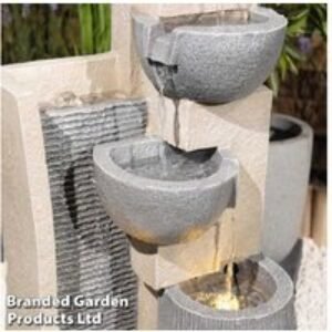 Cascading 4 Bowl Garden Water Feature Outdoor Decor - Modern Patio Accessory | Wowcher