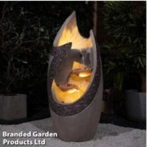 Cascading Flame Effect Garden Water Feature - Outdoor Patio Decor