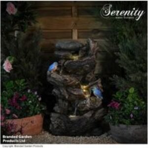 Rustic Cascading Tree Trunk Garden Water Feature - Outdoor Decor with LED Lights | Wowcher