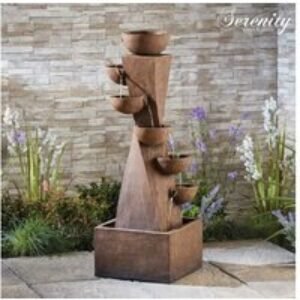 6 Tier Bowl Tower Garden Water Feature - Outdoor Decor Fountain | Wowcher