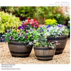 Curved Wooden Barrel Effect Planters for Outdoor Plants & Flowers | Wowcher