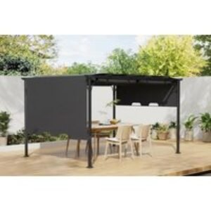 4m x 3m x 2.3m Outdoor Pergola with Adjustable Canopy - Dark Grey | Wowcher