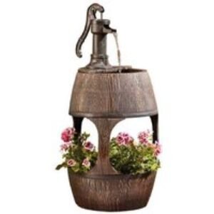 Self-Contained Barrel Fountain Planter - Water Feature for Gardens & Patios | Wowcher