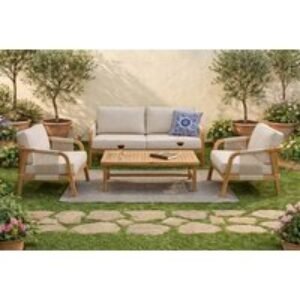 Acacia Aspen 4-Seater Luxury Garden Lounge Set - Weather-Resistant Hardwood & Modern Design | Wowcher