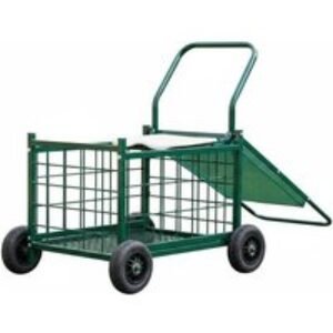 Rolling Garden Work Seat Cart with Mesh Storage Basket and Cushion | Wowcher