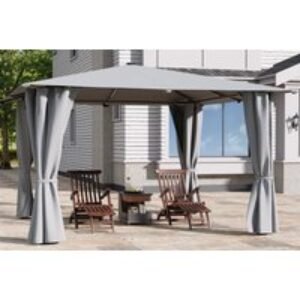 Solar LED Patio Gazebo with Curtains