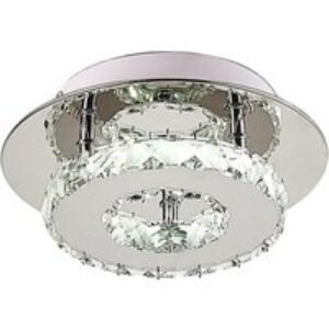 Contemporary Crystal LED Ceiling Light with Polished Chrome Finish | Wowcher