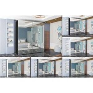 Modern Full Mirror Sliding Wardrobe - Space-Saving Bedroom Storage