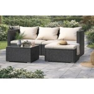 4-Seater Rattan Patio Sofa Set With Glass Table