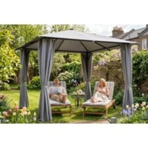 3m x 3m Solar LED Metal Patio Gazebo with Curtains and Remote Control | Wowcher