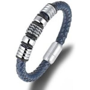 Men's Leather Honour Bracelet - Choose Black or Blue | Wowcher