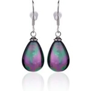 Sterling Silver Pearl Drop Earrings - Black & White Elegance | Wowcher