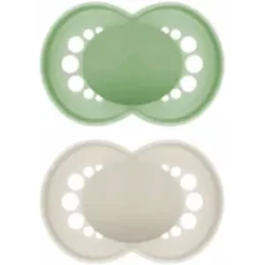 Mam Original Silicone Pacifier +6 Months Green/Beige 2 Units