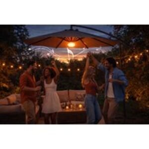 3M Aluminium Banana Parasol with Bluetooth Speaker & LED Lights - Modern Garden Shade | Wowcher
