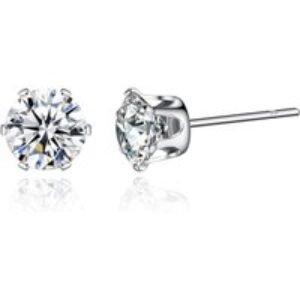 Hypoallergenic Silver Crystal Stud Earrings - Fine Cut