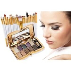 20-Piece Makeup Brush Set & 10-Colour Eyeshadow Palette | Wowcher